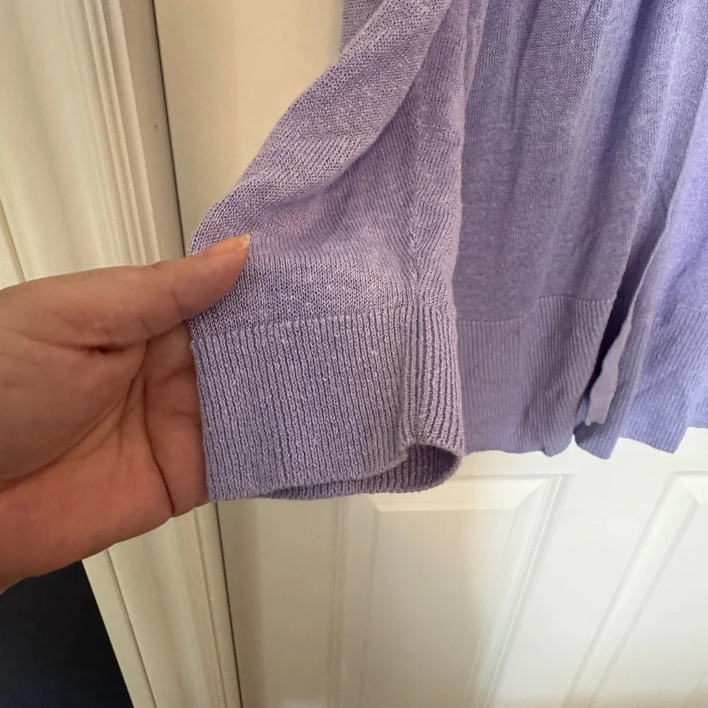 GUC - Ann Taylor - linen blend open cardigan - lilac - Large - Picture 5 of 10